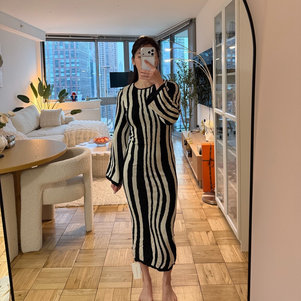 Striped Black and White Knit Dress